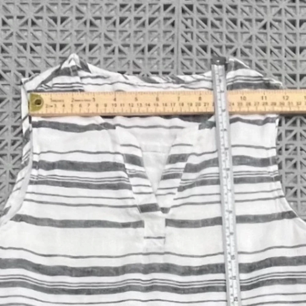 BeachLunchLounge Striped Shift Dress Womens XS White Navy Linen Blend Coastal - Picture 8 of 11